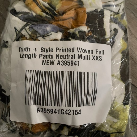 NWT TRUTH + STYLE PRINTED WOVEN FULL LENGTH PANTS NEUTRAL MULTI XXS - Picture 4 of 5